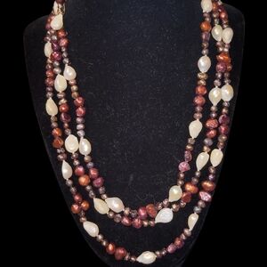 62” Freshwater & Other Pearl Continuous Strand Necklace Multicolor Dyed Long